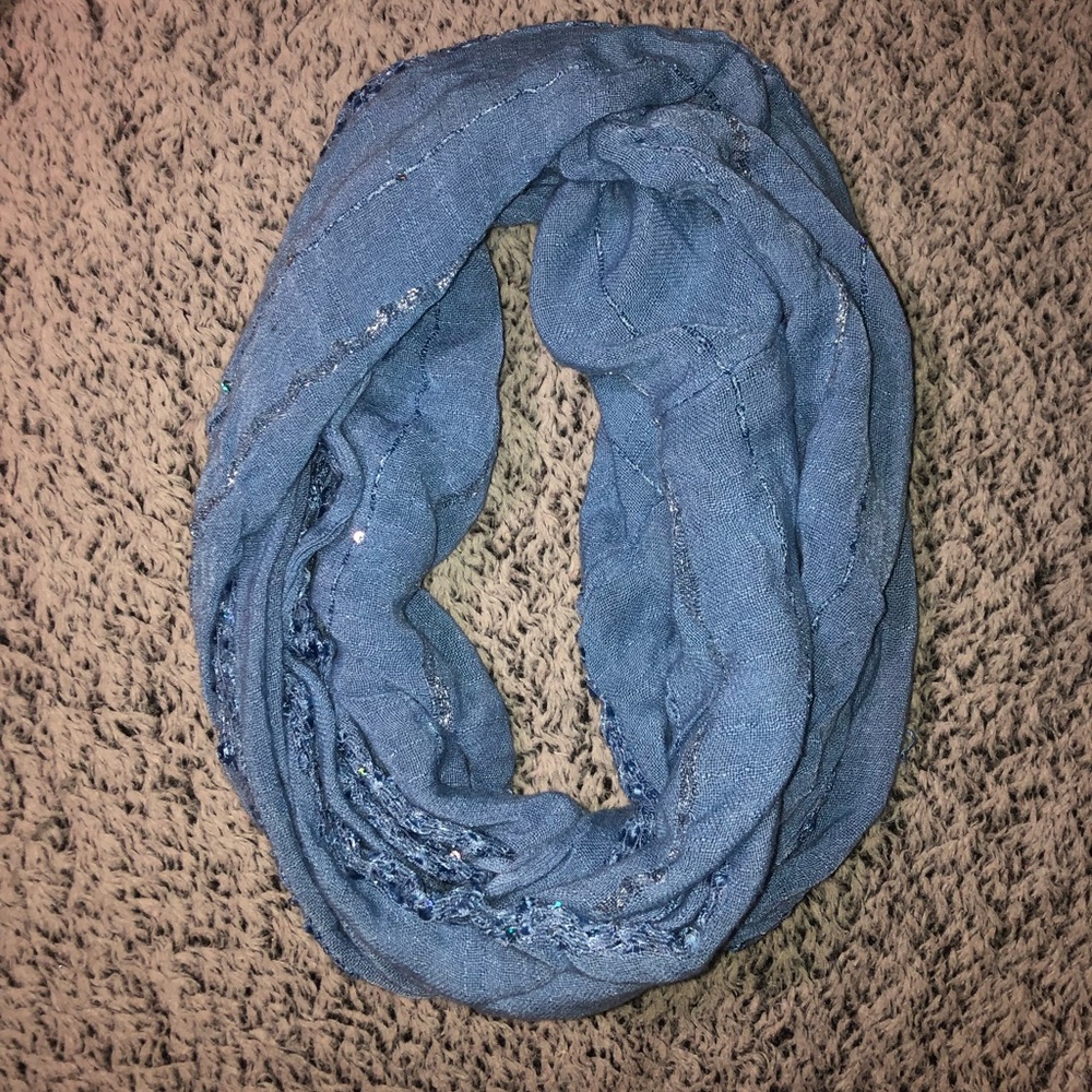 Blue Sparkle and Sequin Infinity Scarf